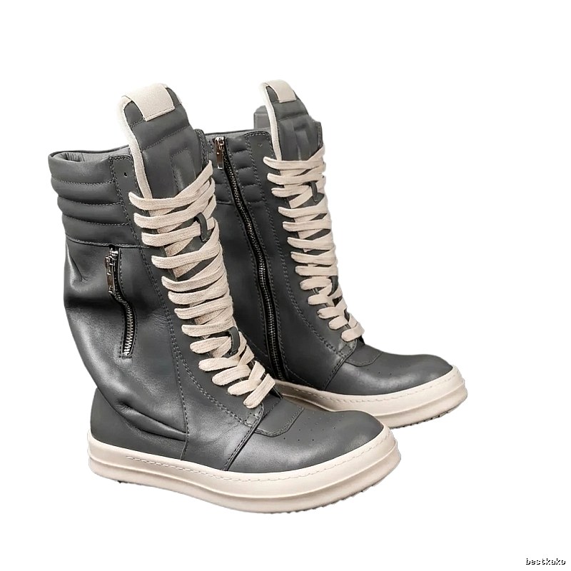 Rick Owens dark style grey high-top shoes