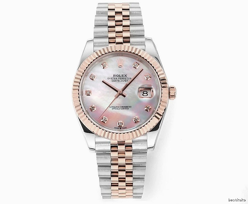Rolex Datejust Automatic Watch - pink mother-of-pearl dial and two-tone bracelet for gifting