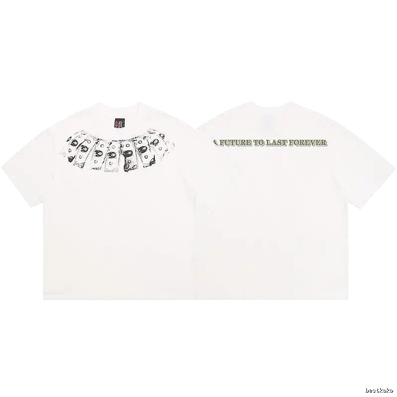 SAINT Dollar Bill Print Street Style White T-Shirt