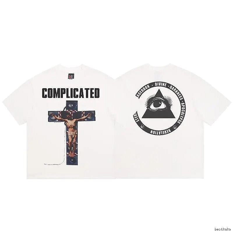 SAINT Religious Print Dark Style White T-Shirt