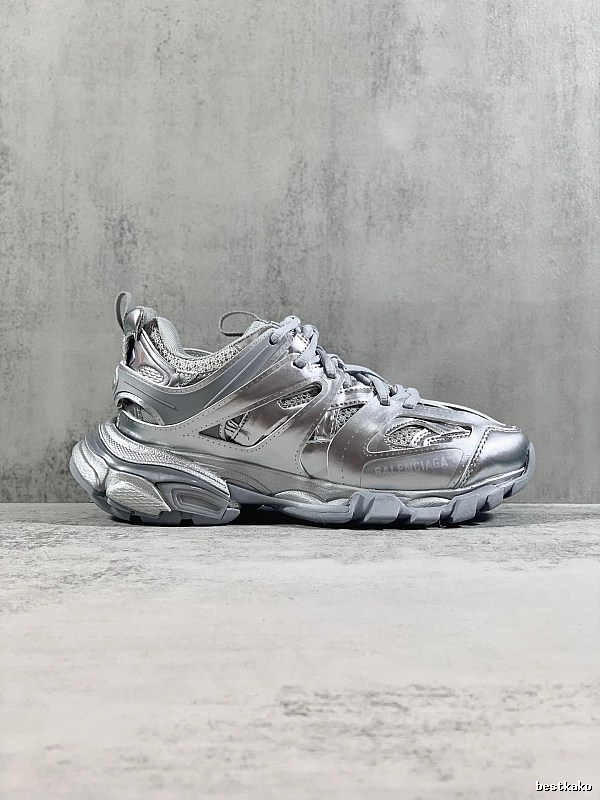 Silver Runner Sneaker by Balenciaga with Silver Layered Runner Side Profile