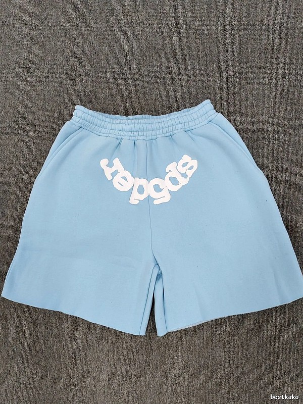 Sp5der Foam Print Street Style Light Blue Shorts