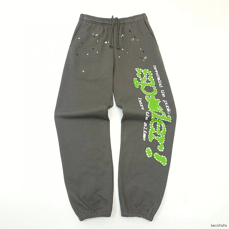 Sp5der Graphic Sweatpants - neon logo print and relaxed cuffed legs for streetwear