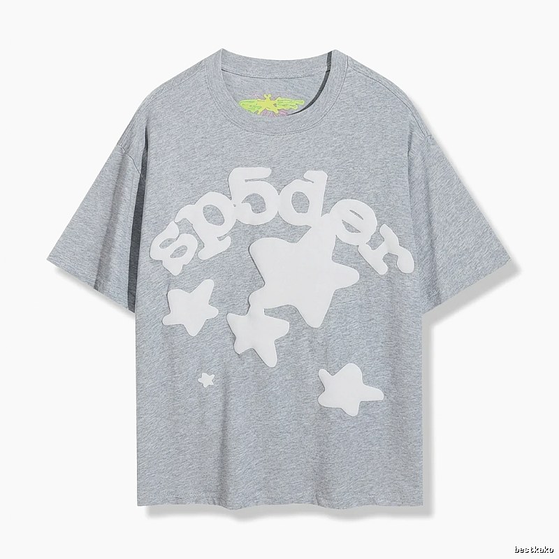 Sp5der Gray T-shirt with Star Print