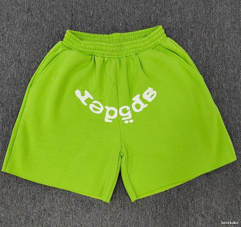 Sp5der Printed Street Style Neon Green Shorts