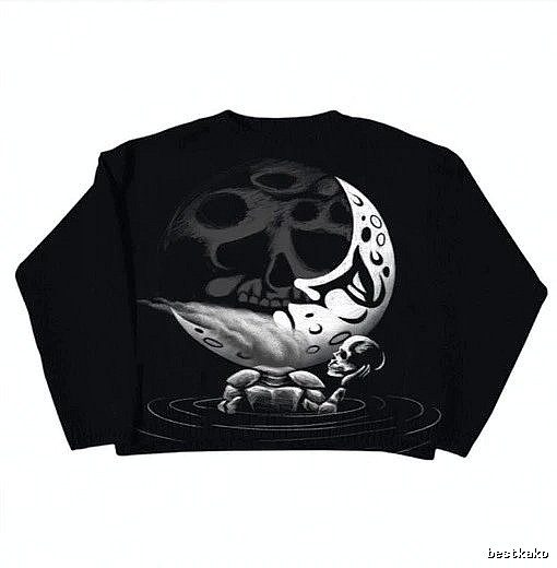 Sport Anime graphic sweater Black Knit Top for Warm Weather
