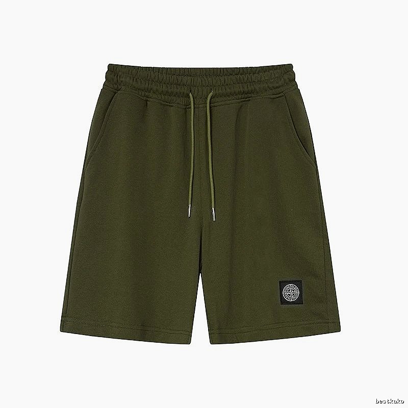 Stone Island Badge Casual Style Army Green Shorts