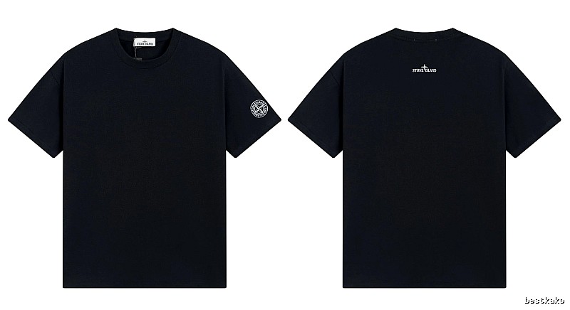 Stone Island Badge Techwear Style Black Short Sleeve T-Shirt