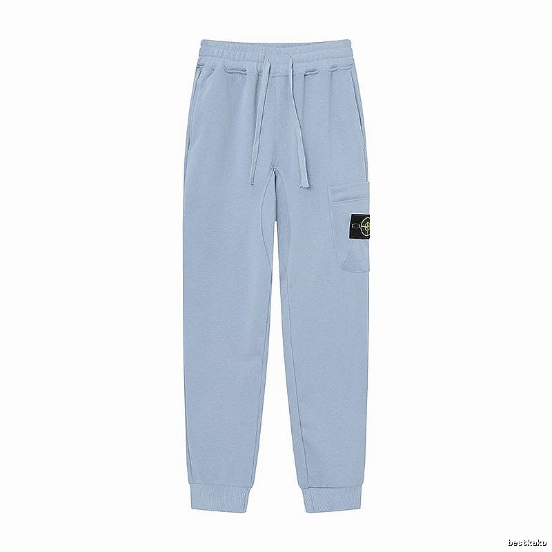 Stone Island Compass Badge Street Style Light Blue Cuffed Jogger Sweatpants
