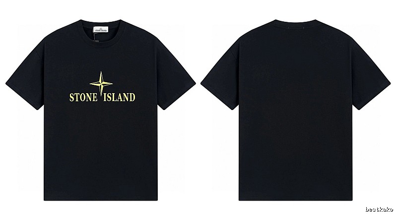 Stone Island Compass Print Street Style Black T-Shirt
