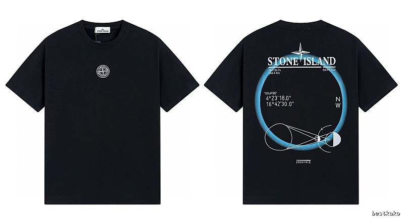 Stone Island Eclipse Collection Techwear Style Black Short-sleeve T-shirt