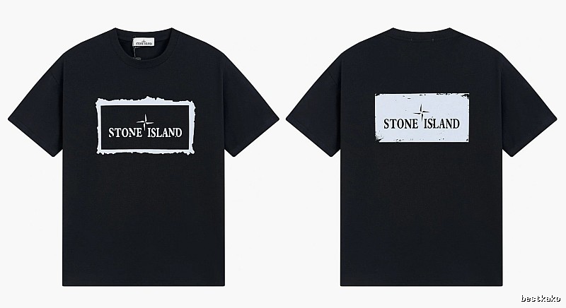 Stone Island Printed Street Style Black T-Shirt