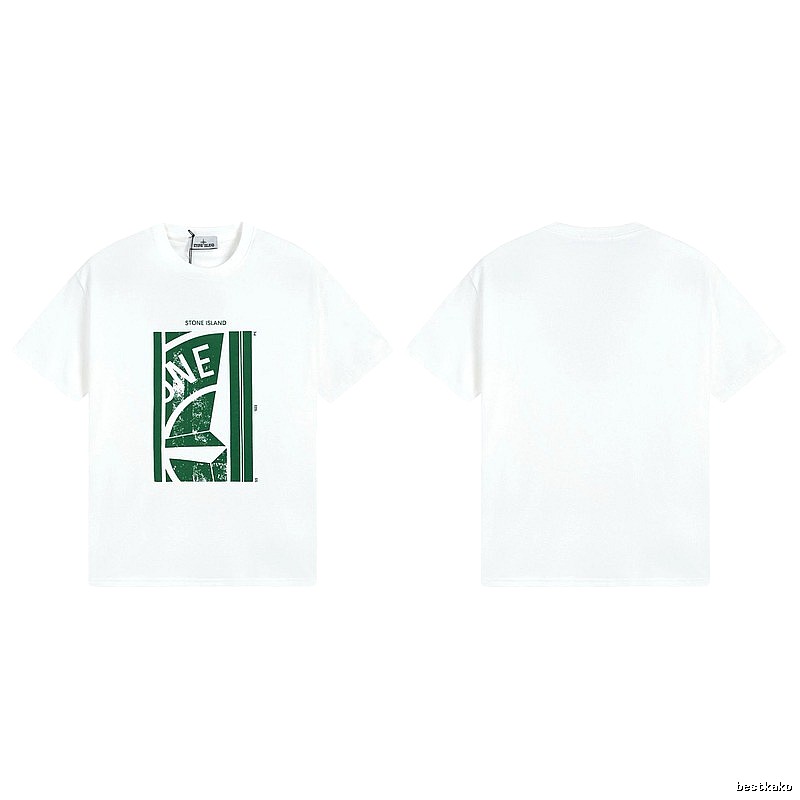 Stone Island Printed Street Style White Short Sleeve T-Shirt