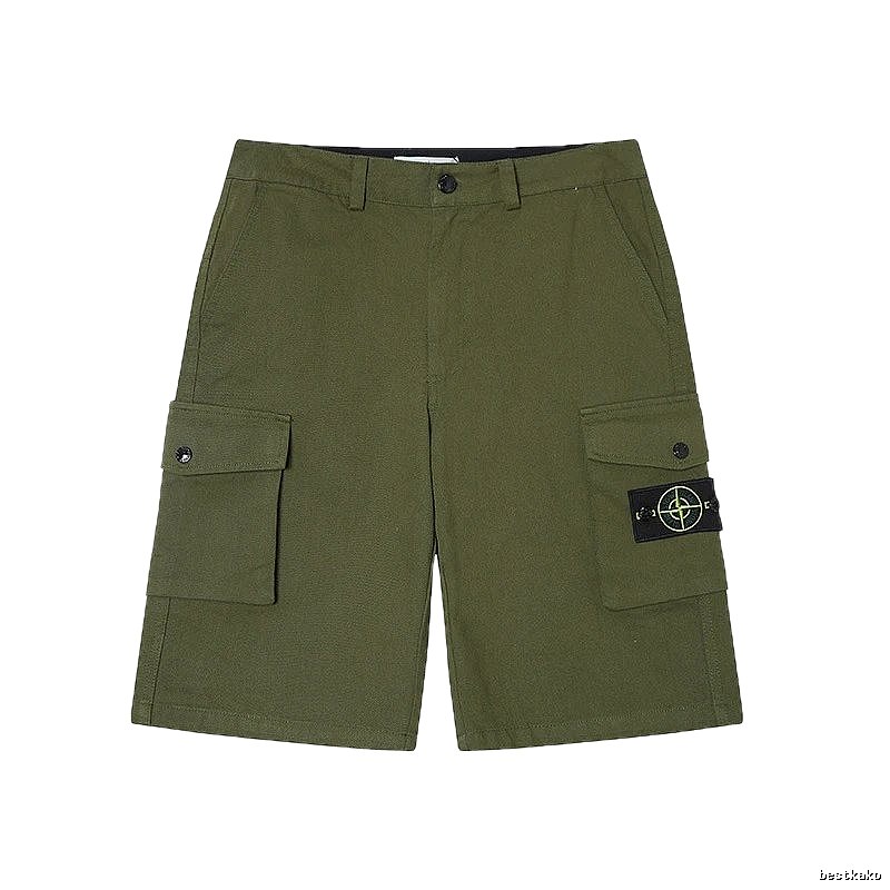 Stone Island Techwear Style Army Green Cargo Shorts