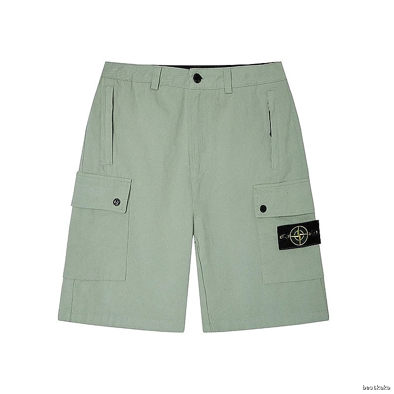 Stone Island Techwear-style Multi-pocket Light Green Cargo Shorts
