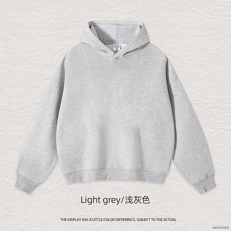 Streetwear Blank pullover hoodie Black Minimal A with Logo Accent