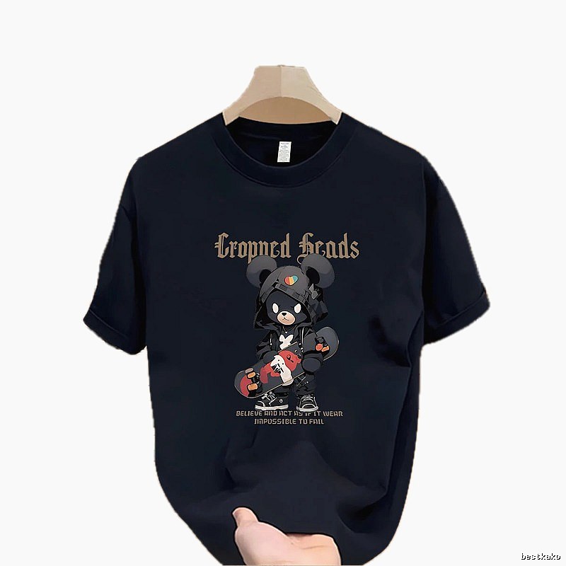 Streetwear Brand Bearbrick Skateboarding Street Style Navy Blue T-Shirt