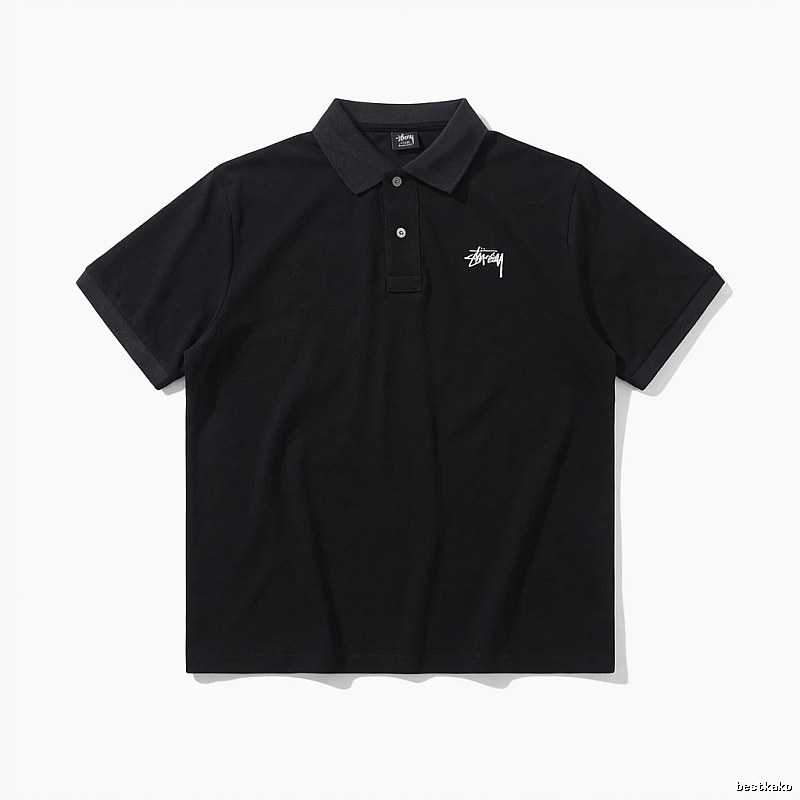 Stussy basic simple style black Polo shirt