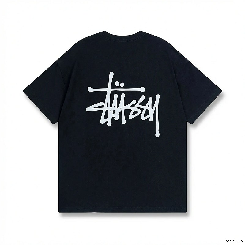 Stussy basic street style black T-shirt