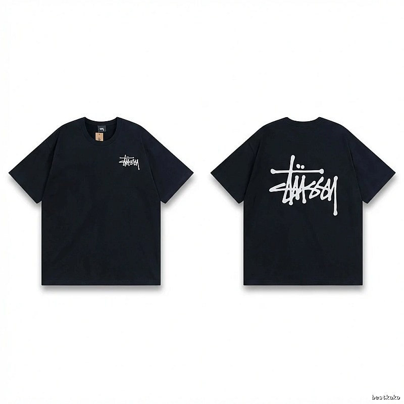Stussy basic style simple black T-shirt