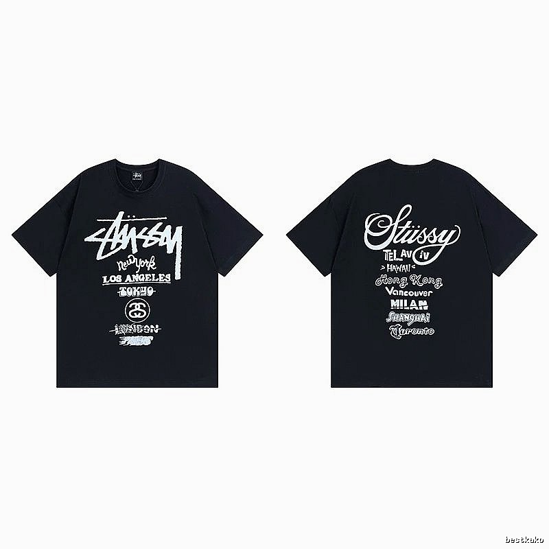 Stussy Black Spider Graphic T-Shirt Bold Graphic Logo
