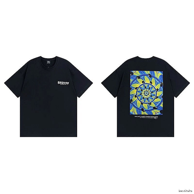 Stussy Black Spider Graphic T-Shirt Holiday Edit Logo