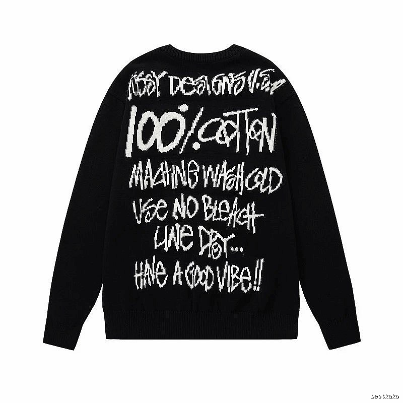 Stussy Black Swirl Graphic SweatShirt Relaxed Styling