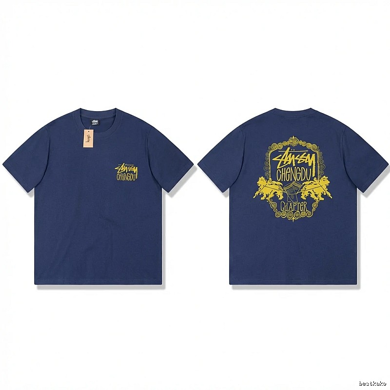 Stussy Chengdu Series Deep Blue Trendy T-shirt