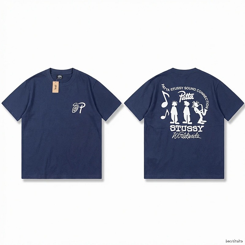 Stussy Co-branded Hip-hop Style Navy Blue T-shirt