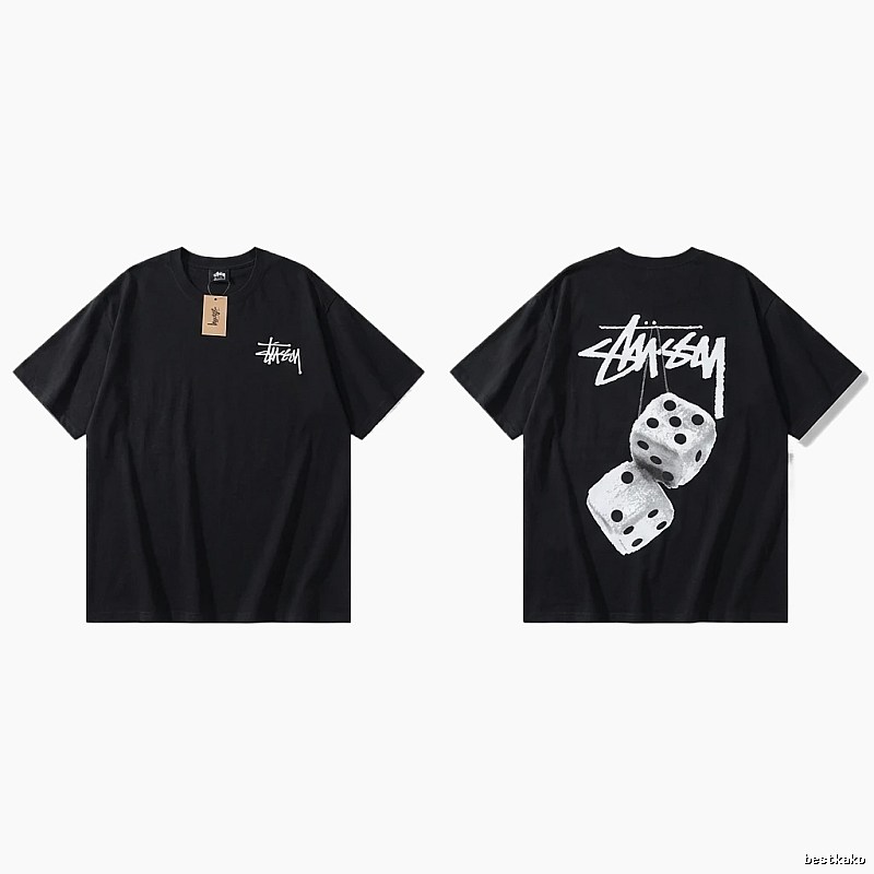 Stussy Dice Trendy and Cool Style Black T-shirt