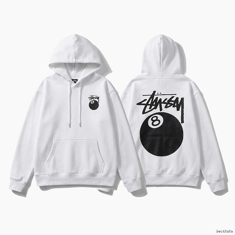 Stussy Eight Ball Series White Streetwear Hoodie