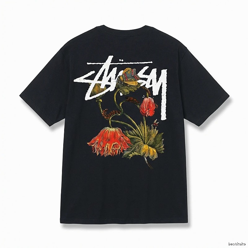 Stussy Floral Style Black T-shirt