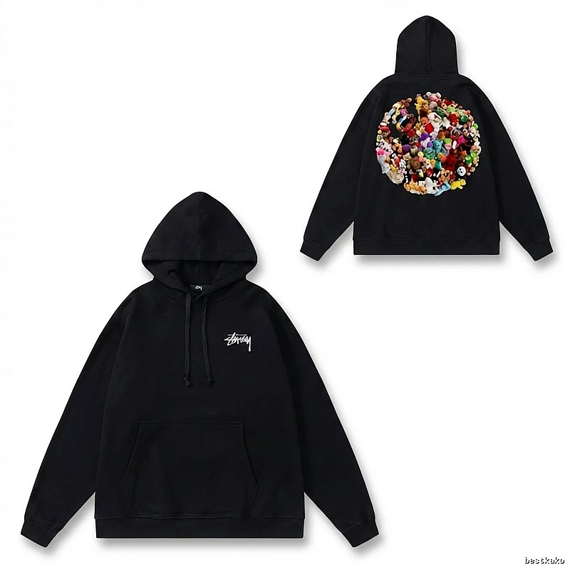 Stussy graffiti-style black hoodie