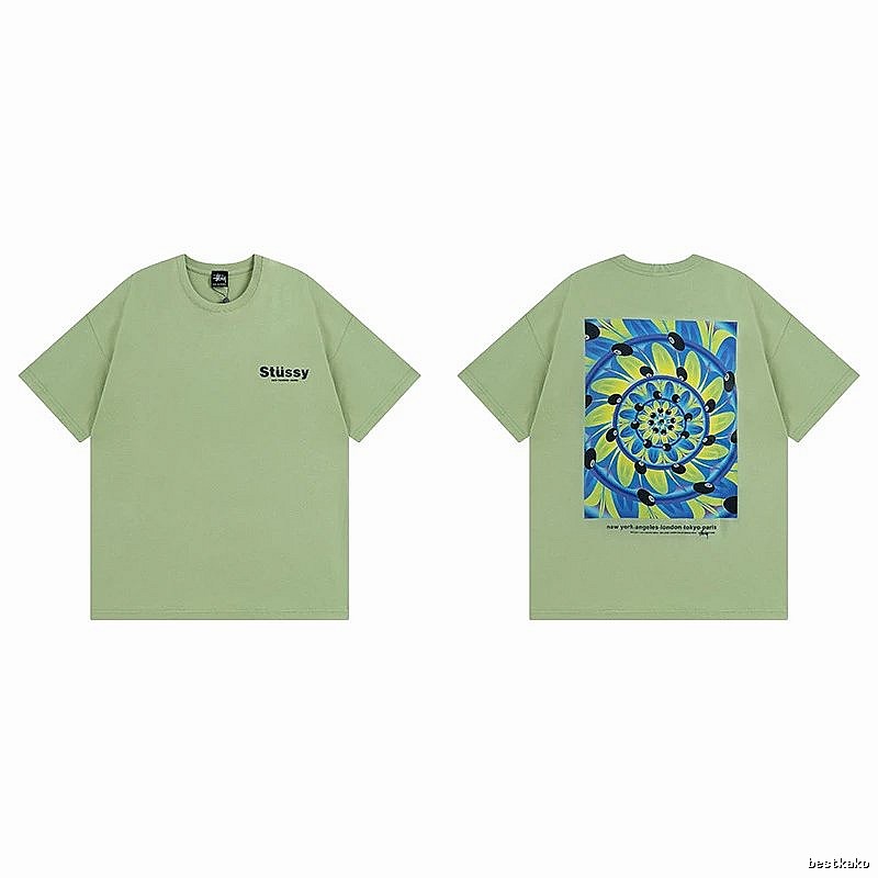 Stussy Green Spider Graphic T-Shirt Outdoor Days Logo