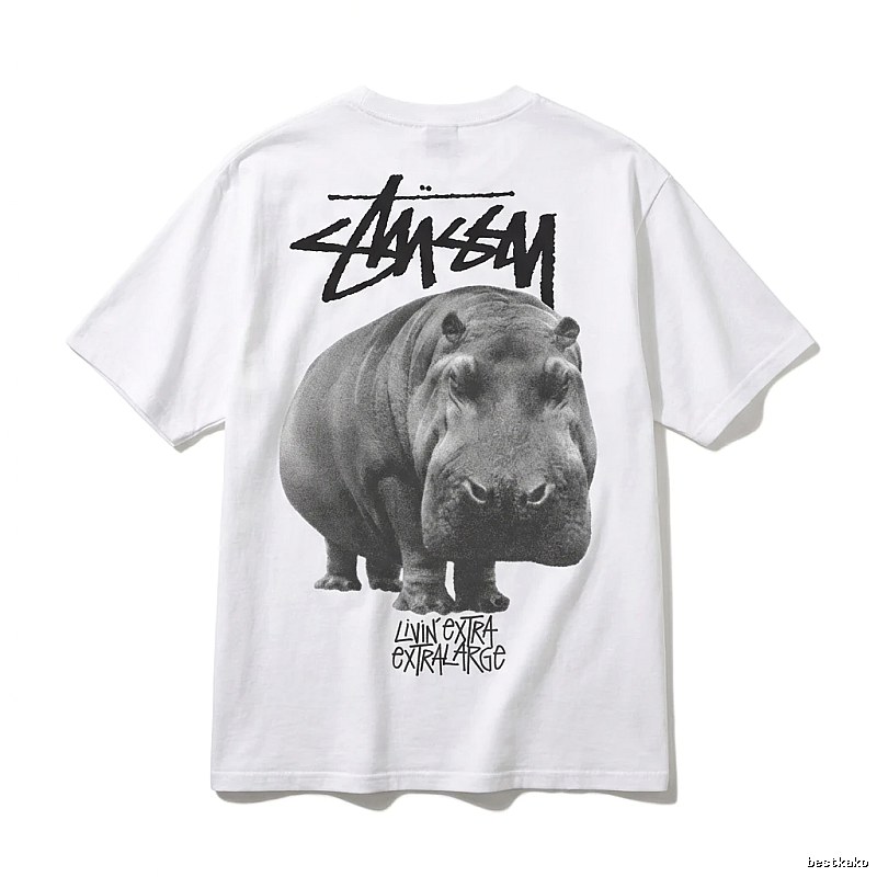 Stussy Hippo Trendy and Cool Style White T-shirt