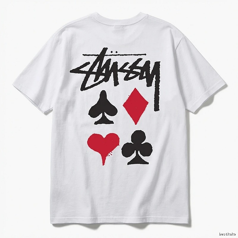 Stussy Poker Print Simple White T-shirt
