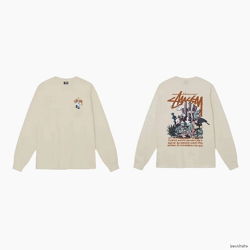 Stussy Print Retro Style Long-Sleeve (Off-White)