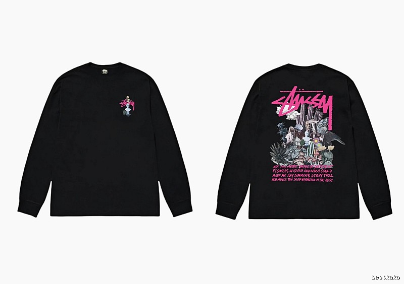 Stussy-printed trendy black T-shirt