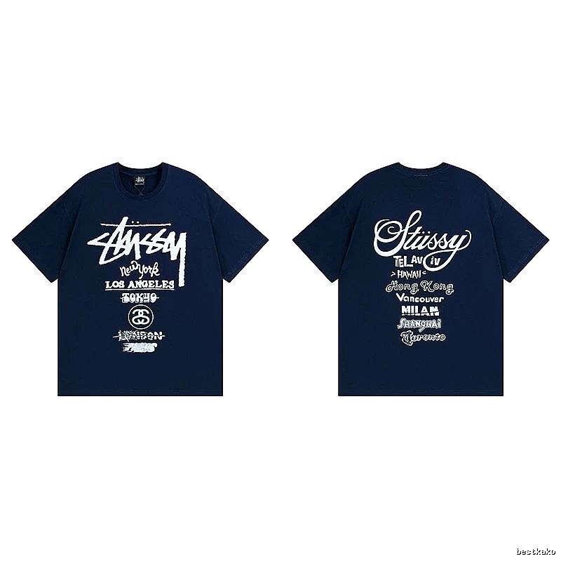 Stussy Simple Logo Finish Spider Graphic T-Shirt Minimal Look