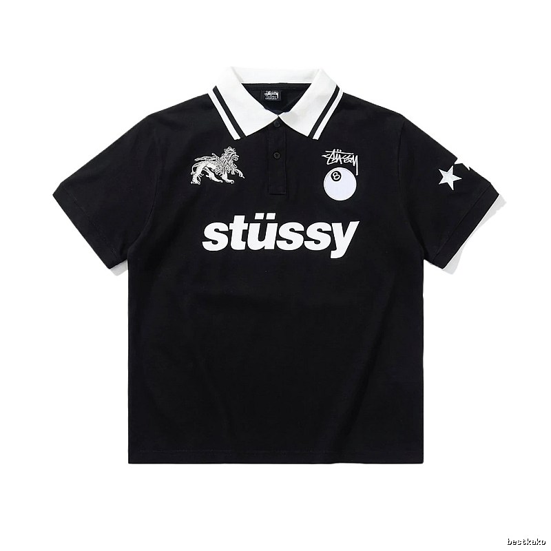 Stussy Trendy Style Black Polo Shirt