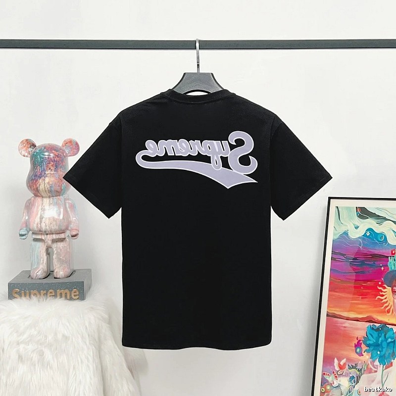 Supreme Inverted Logo Street Style Black Short-sleeve T-shirt