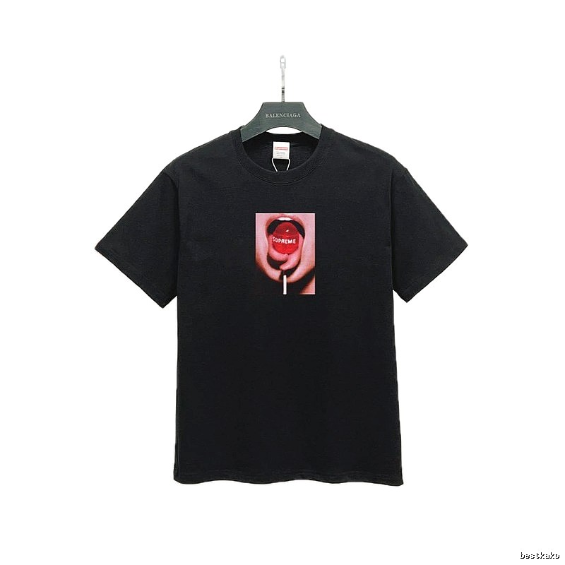 Supreme Lollipop Print Street Style Black T-Shirt