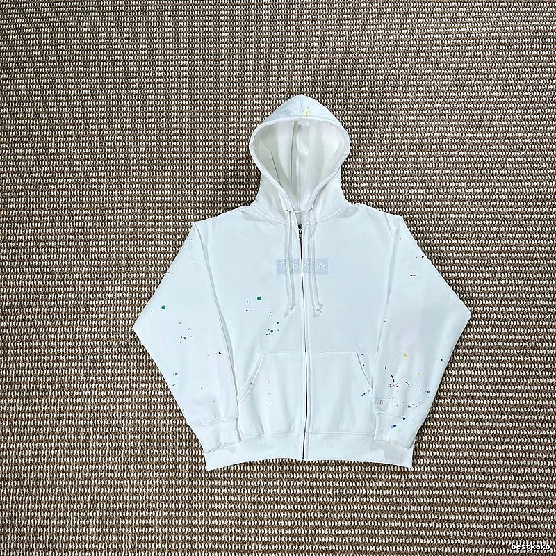 Supreme White Speckled Small Logo Hoodie