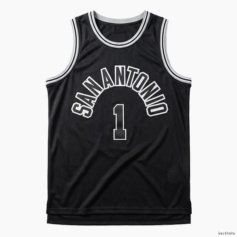 The black jersey of the San Antonio Spurs' Wembanyama style.