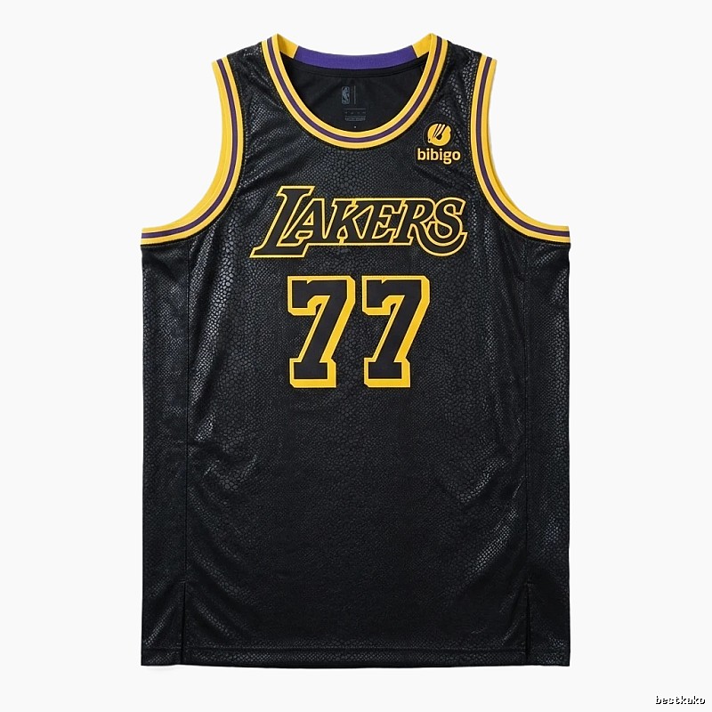The No. 77 black jersey of the Los Angeles Lakers.