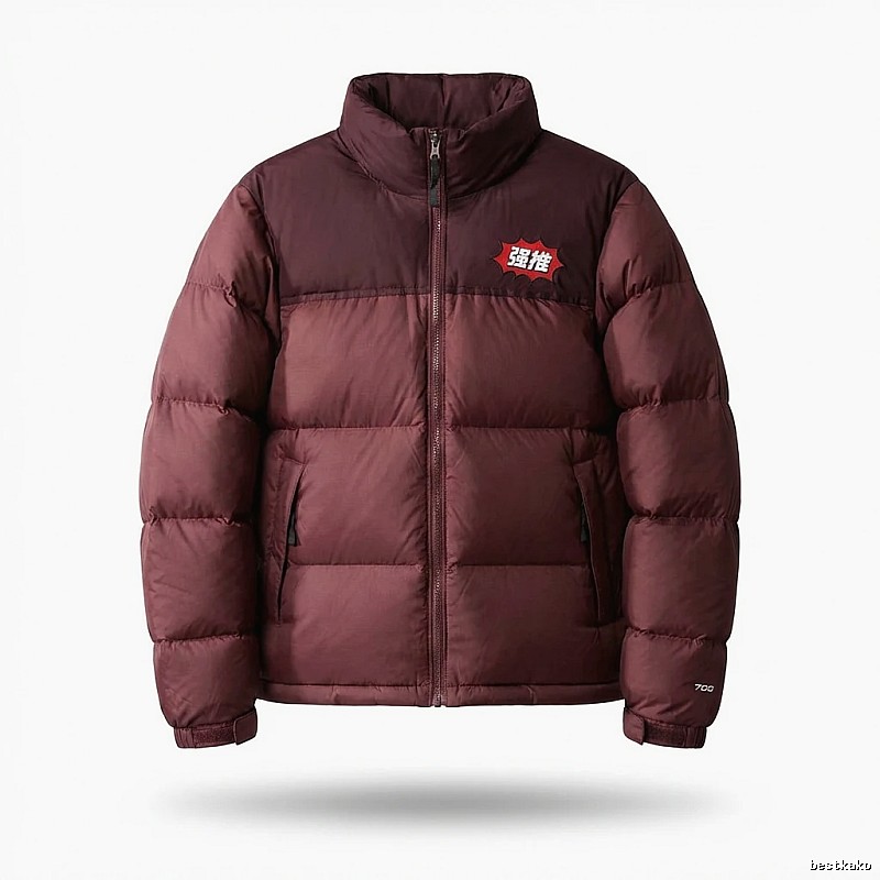 The North Face burgundy - patchwork down jacket.