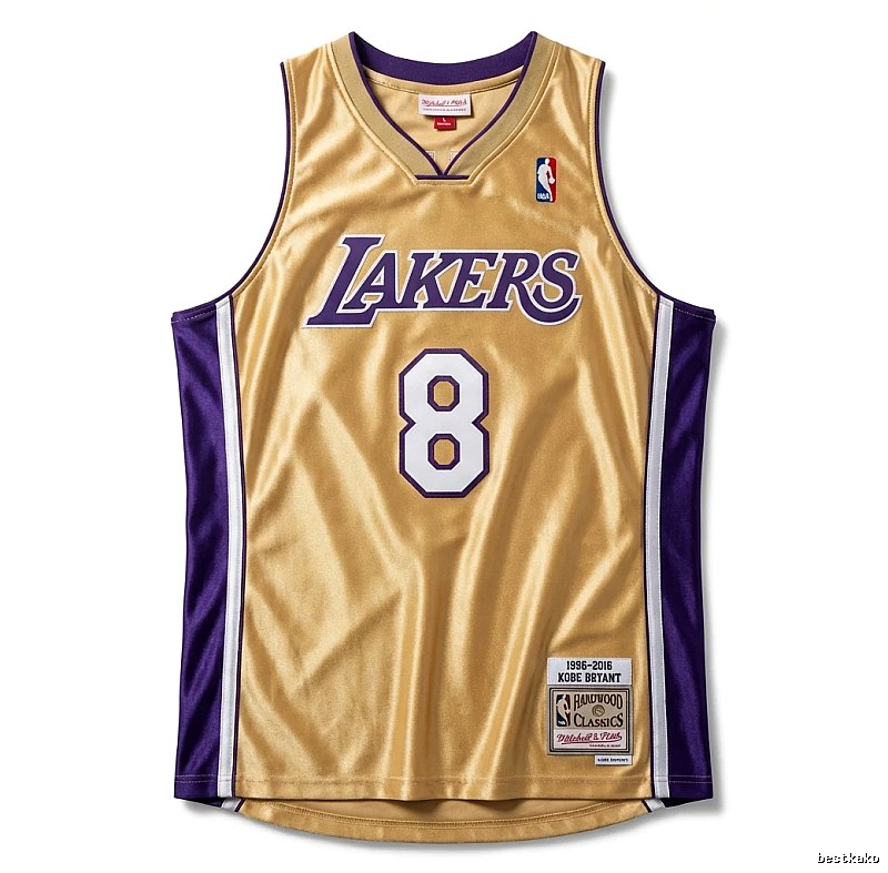 The retro gold and purple jersey of the Kobe Lakers.
