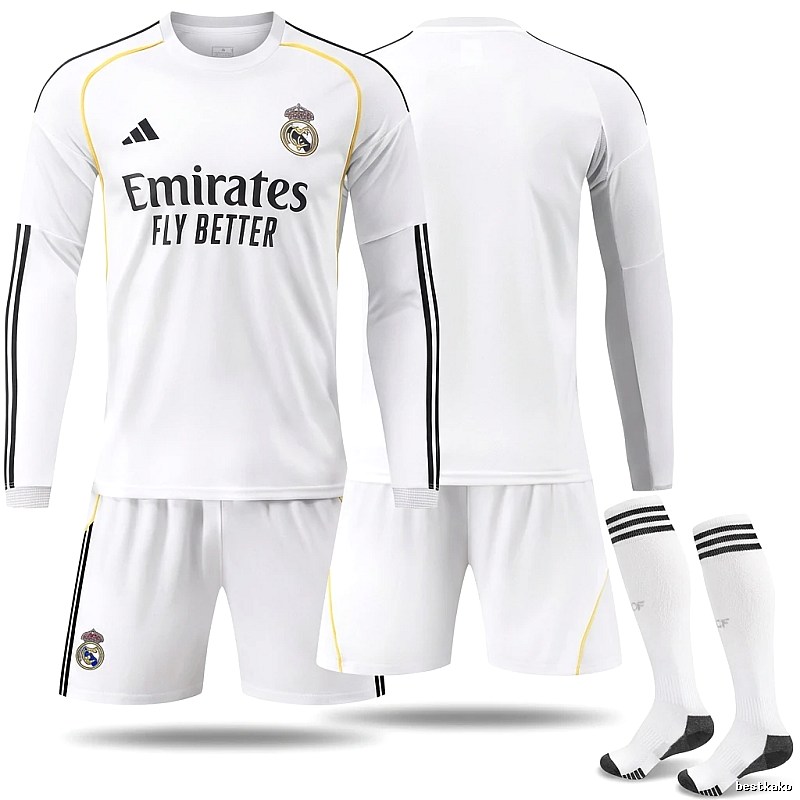 The sporty white jersey of Real Madrid.