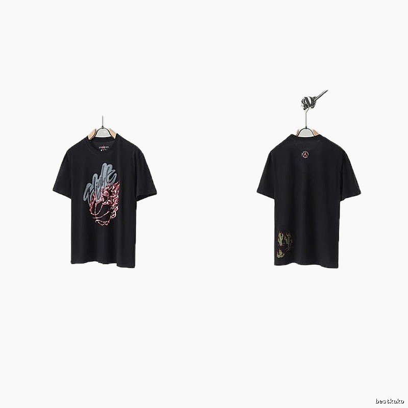 Travis Scott x Air Jordan Graffiti-style Black Short-sleeve T-shirt