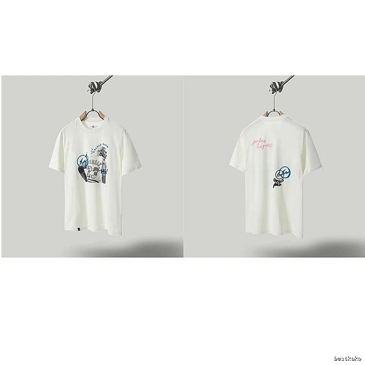 Travis Scott x Jordan Co-branded Graffiti-style Off-white T-shirt